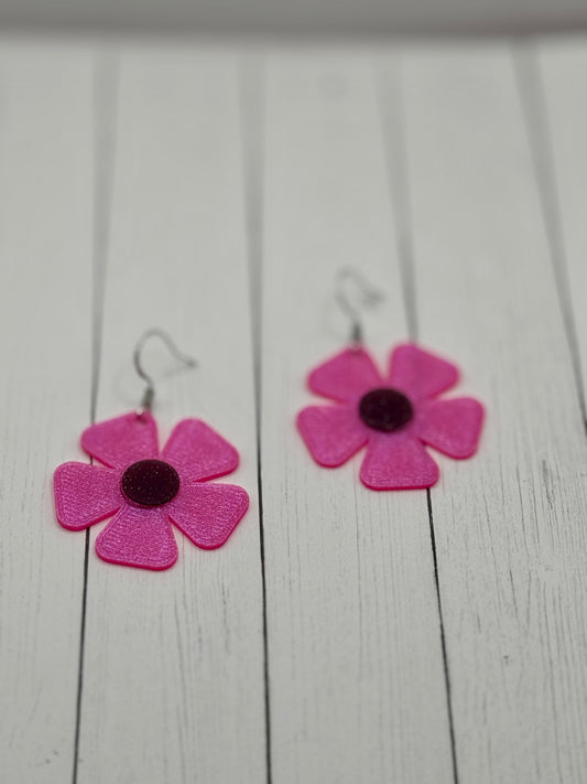 Pink Flower Earrings